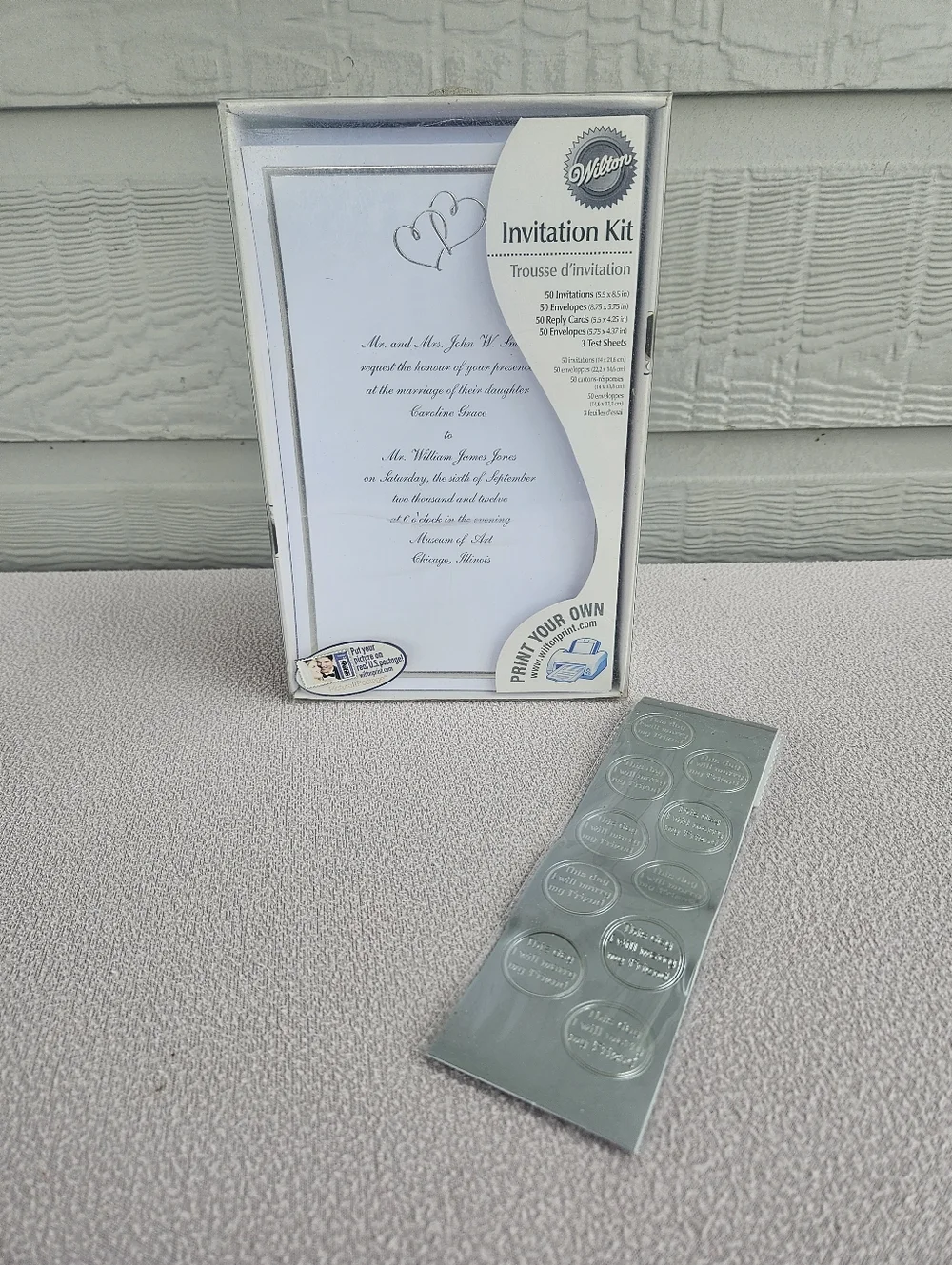 Wilton Wedding Invitation Kit 50 Invites Cards Envelopes Silver Sweethearts